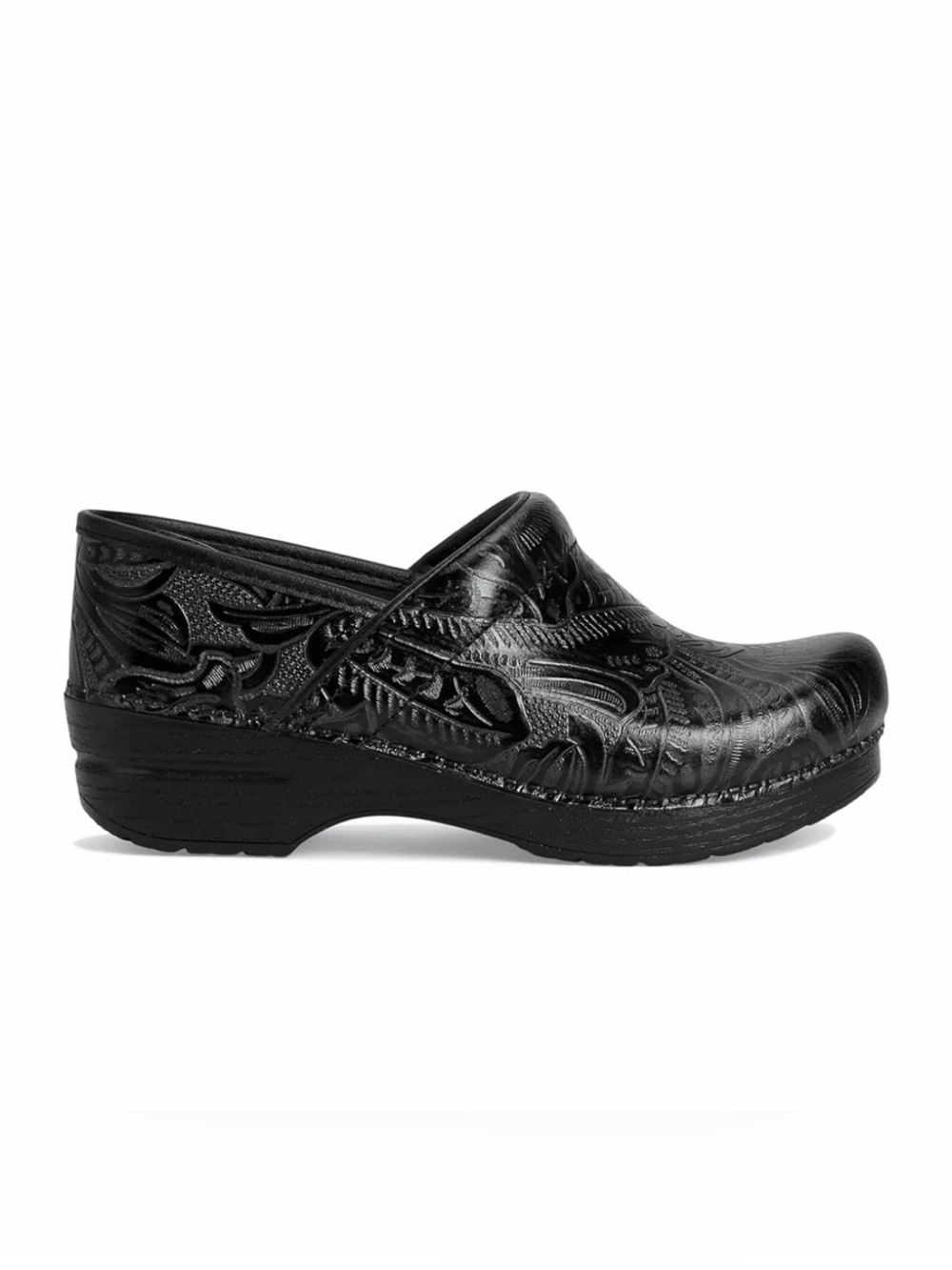 DANSKO WMNS PROFESSIONAL BLACK TOOLED LEATHER EMBOSSED CLOGS Sz EU42/ US 11.5-12